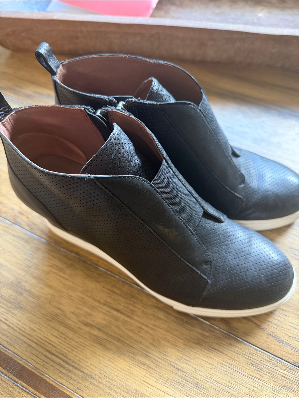 Black Linea Paolo Leather Insole Slip-On with wedge sneakers